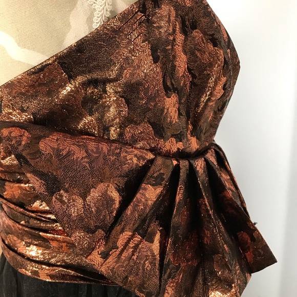 Vintage Silk Stephan Caras Black & Metallic Designer Gown Size 14 - Picture 5 of 10